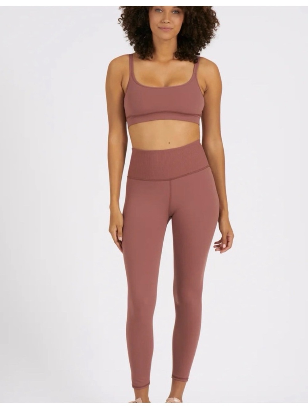 Vuori Rib Studio High-Waist Legging in Terracotta